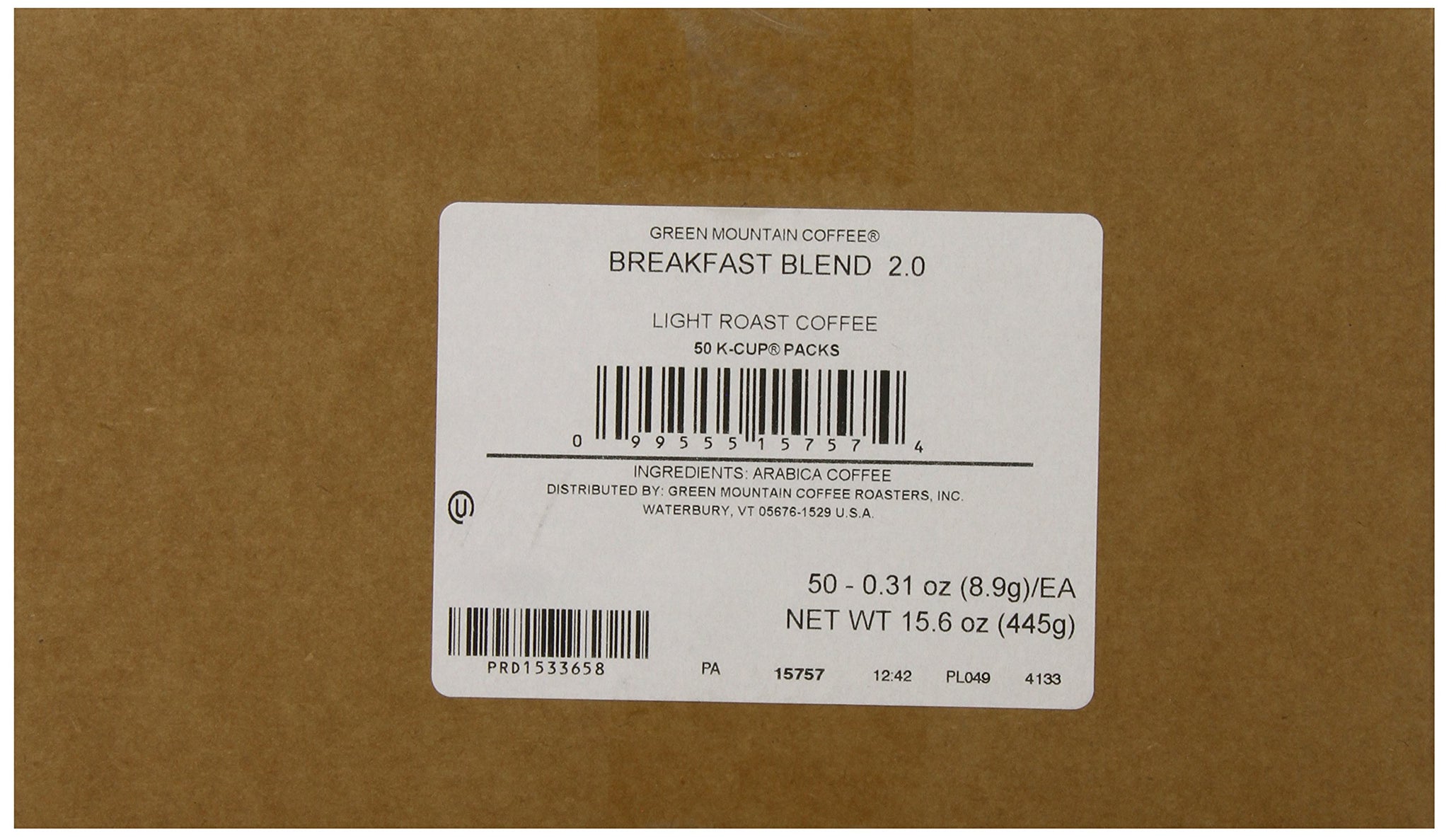 Keurig, Green Mountain Coffee, Breakfast Blend(melange), K-Cup Counts, 50 Count