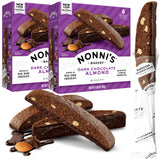Nonni's Dark Chocolate Almond Biscotti Italian Cookies - 2 Boxes Dark Chocolate Cookies - Biscotti Individually Wrapped Cookies - Italian Biscotti