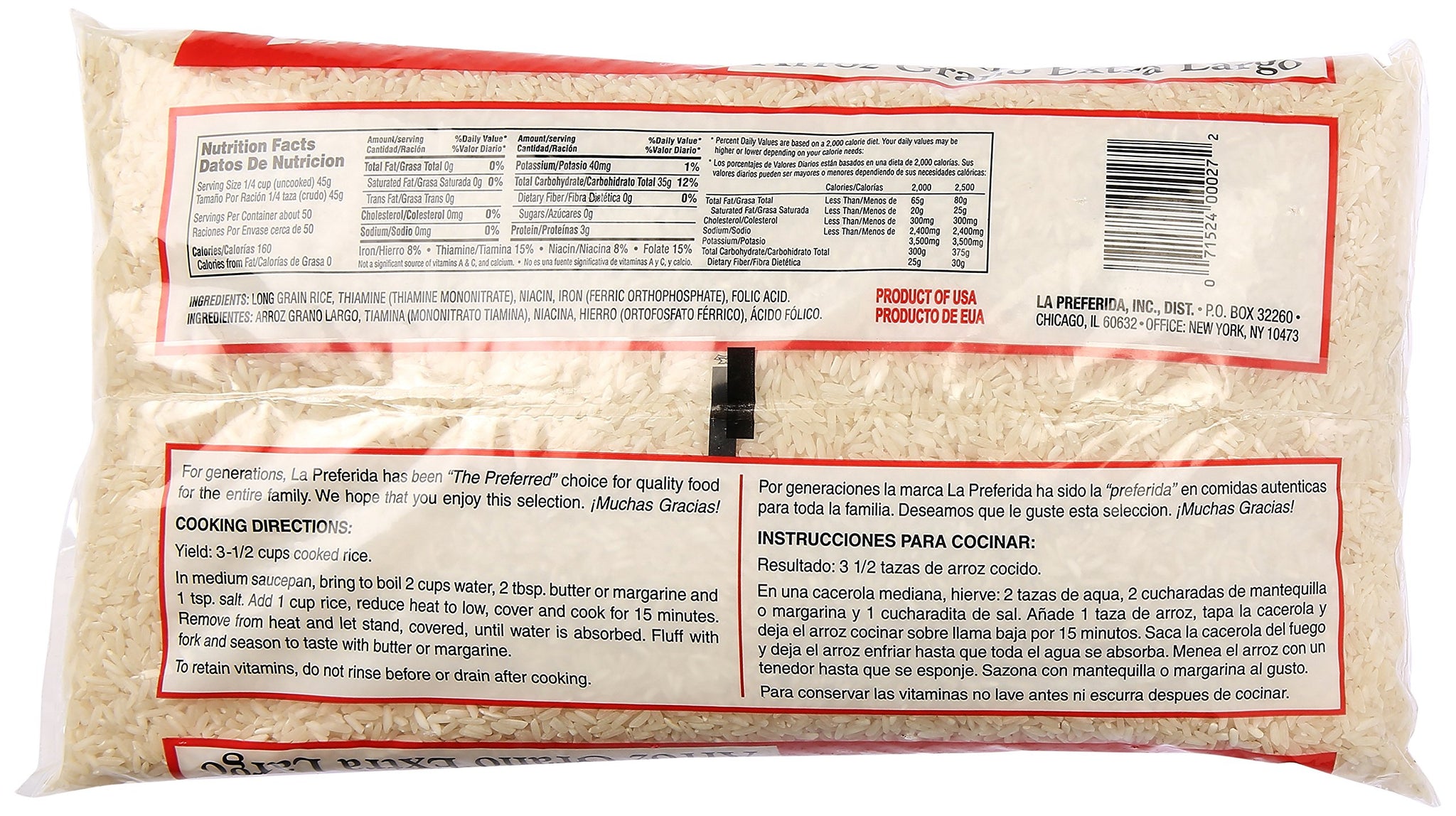 La Preferida Long Grain Rice, 5 lb