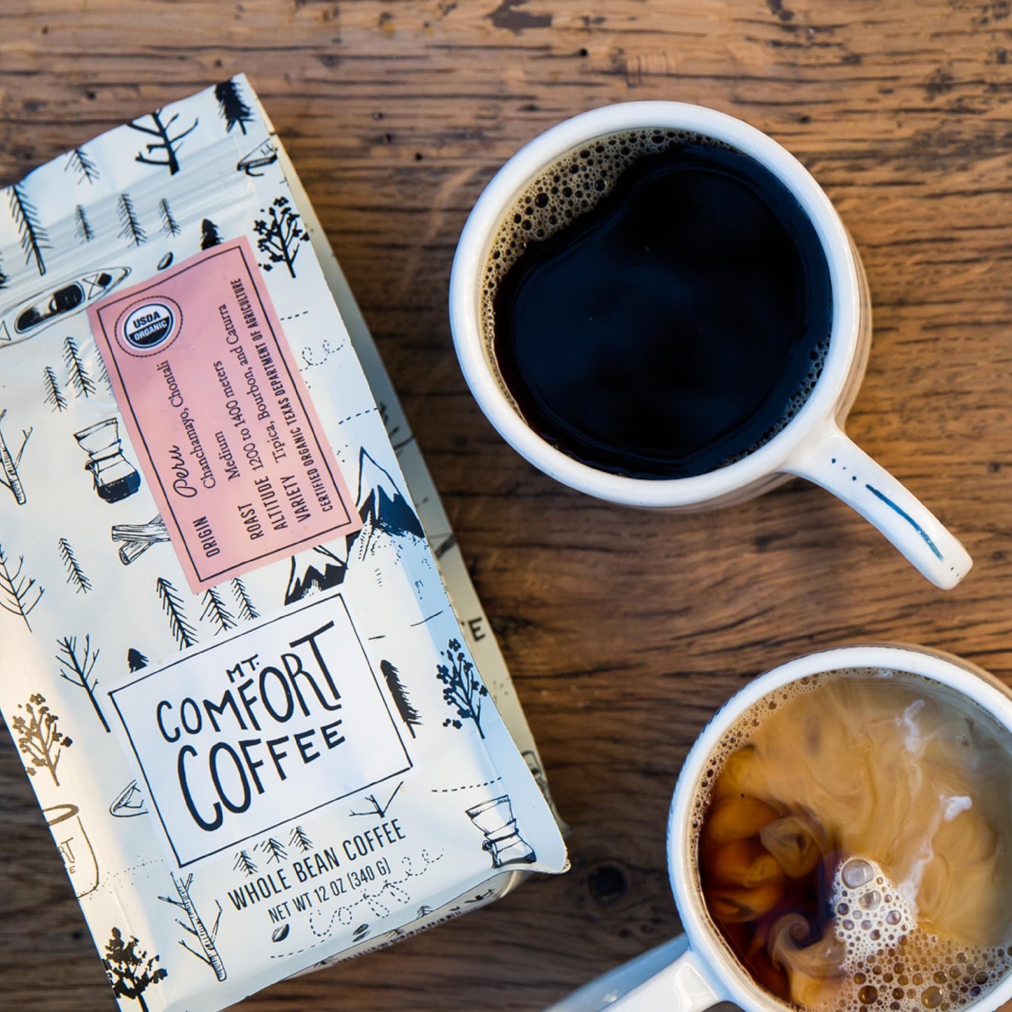 Mt. Comfort Coffee Organic Peru Medium Roast, 12 Ounce (Pack of 1) - Flavor Notes of Nutty, Chocolate, & Citrus - Sourced From Small, Peruvian Coffee