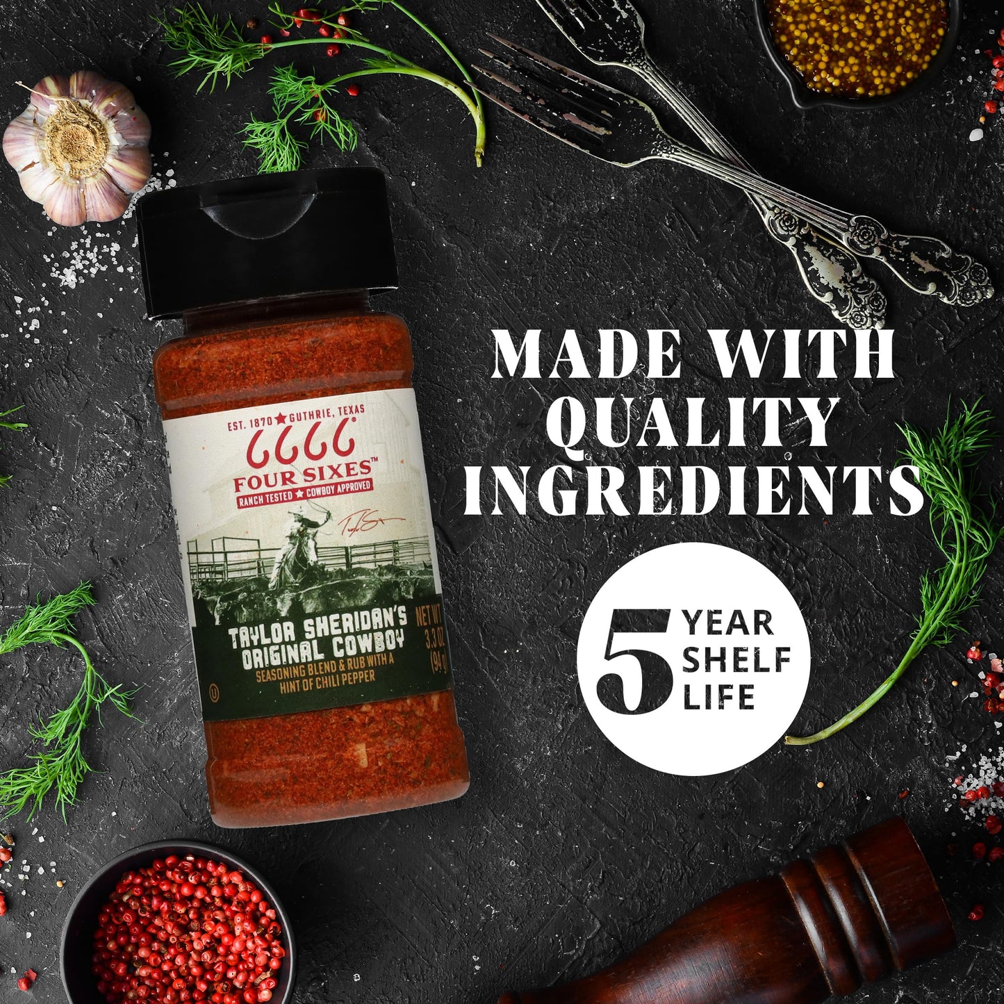 6666 Four Sixes Taylor Sheridan's Original Cowboy Seasoning Blend and Rub, 3.3 Ounce