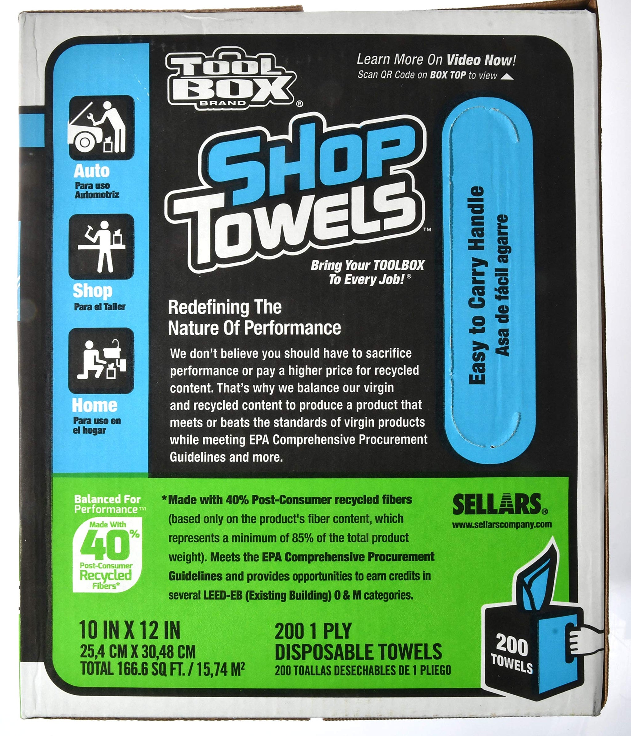 TOOLBOX Z400 Box of Center Pull Shop Towels - 1 Count Box - 200 Towels