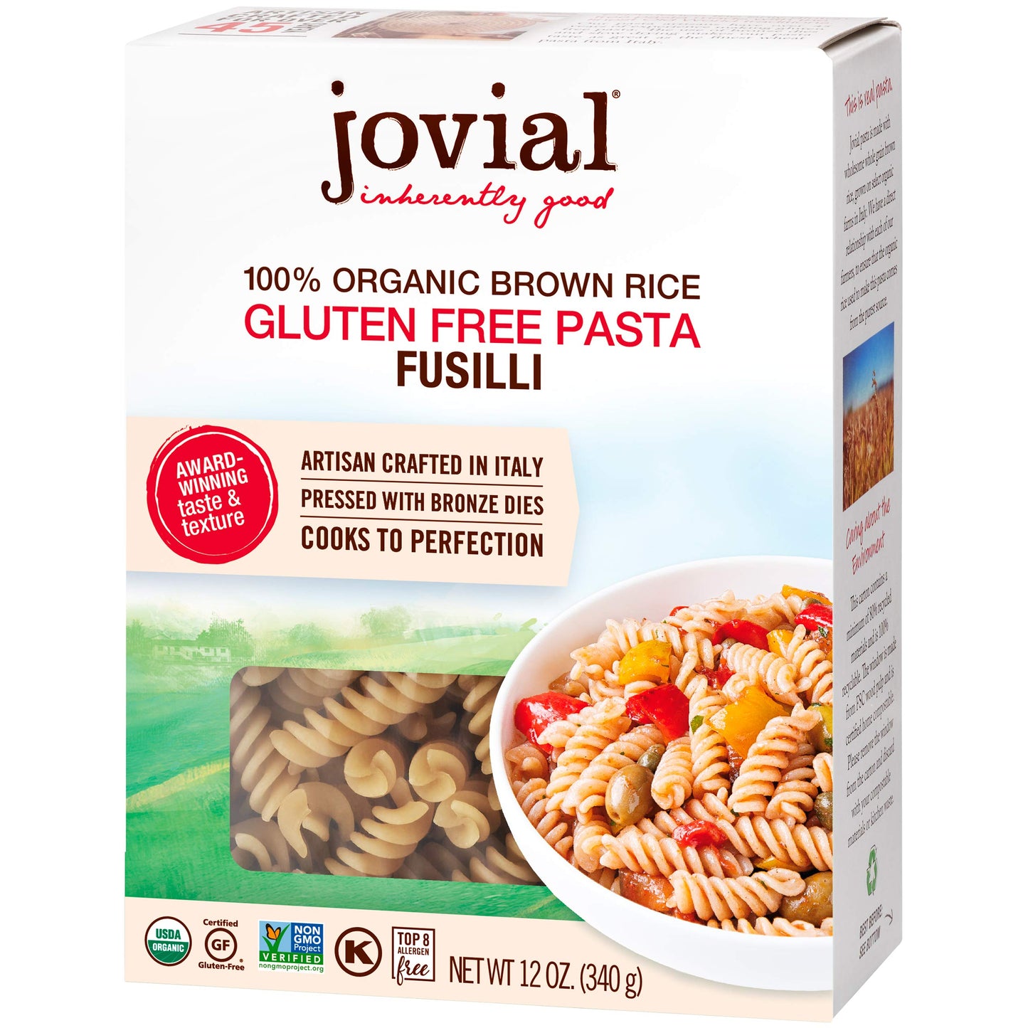 100% Organic Brown Rice Pasta; Fusilli
