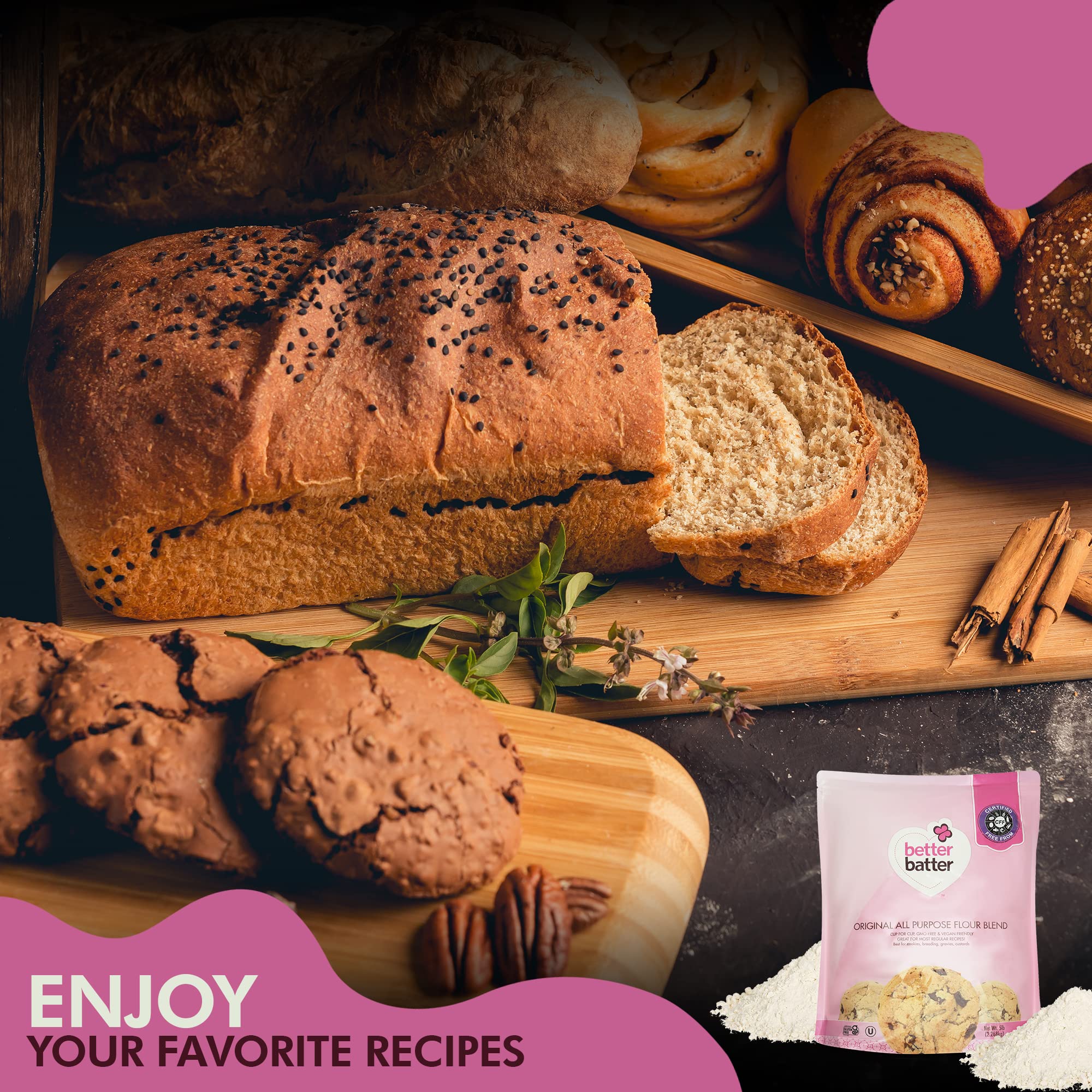 Better Batter Gluten Free Flour - Award Winning Nutritious, Vegan, Allergen Free, & Kosher - Cup for Cup Alternative All-Purpose Baking, Organic