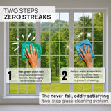 Claro 2 Step Glass Cleaning Cloth 8-Pack - Green Wet & Blue Dry Microfiber Towels Cleaning for Windows, Mirrors & Glass - Streak and Lint Free Cloth
