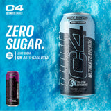 C4 Ultimate Zero Sugar Energy Drink, Tri-Stim Experience with 300mg Caffeine + TeaCrine + Dynamine, Atomic Grape, 16oz (Pack of 12)