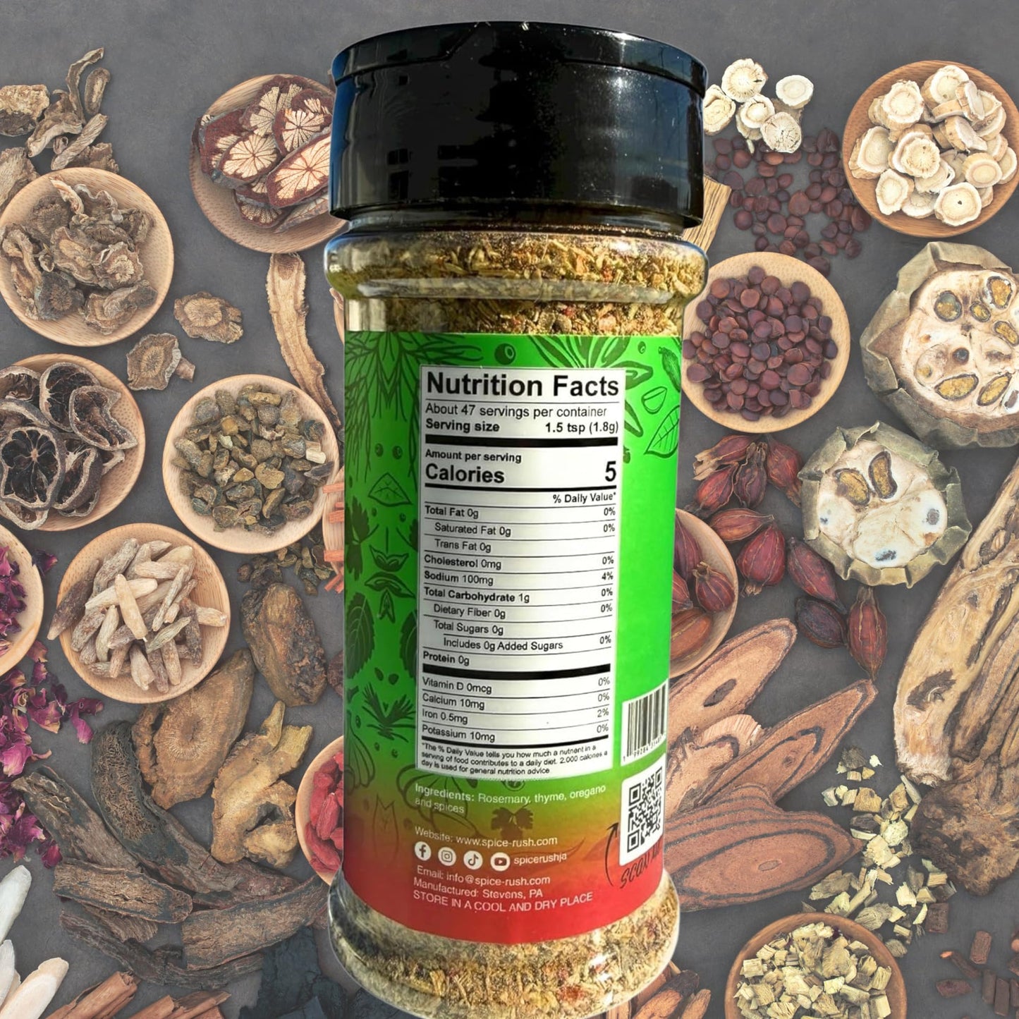 SpiceRush Premium Herb Blend Seasoning - 3 oz | All Natural Dry Seasoning Blend | Mixed Herbs Seasoning with Rosemary, Thyme & Oregano | Flavor Time