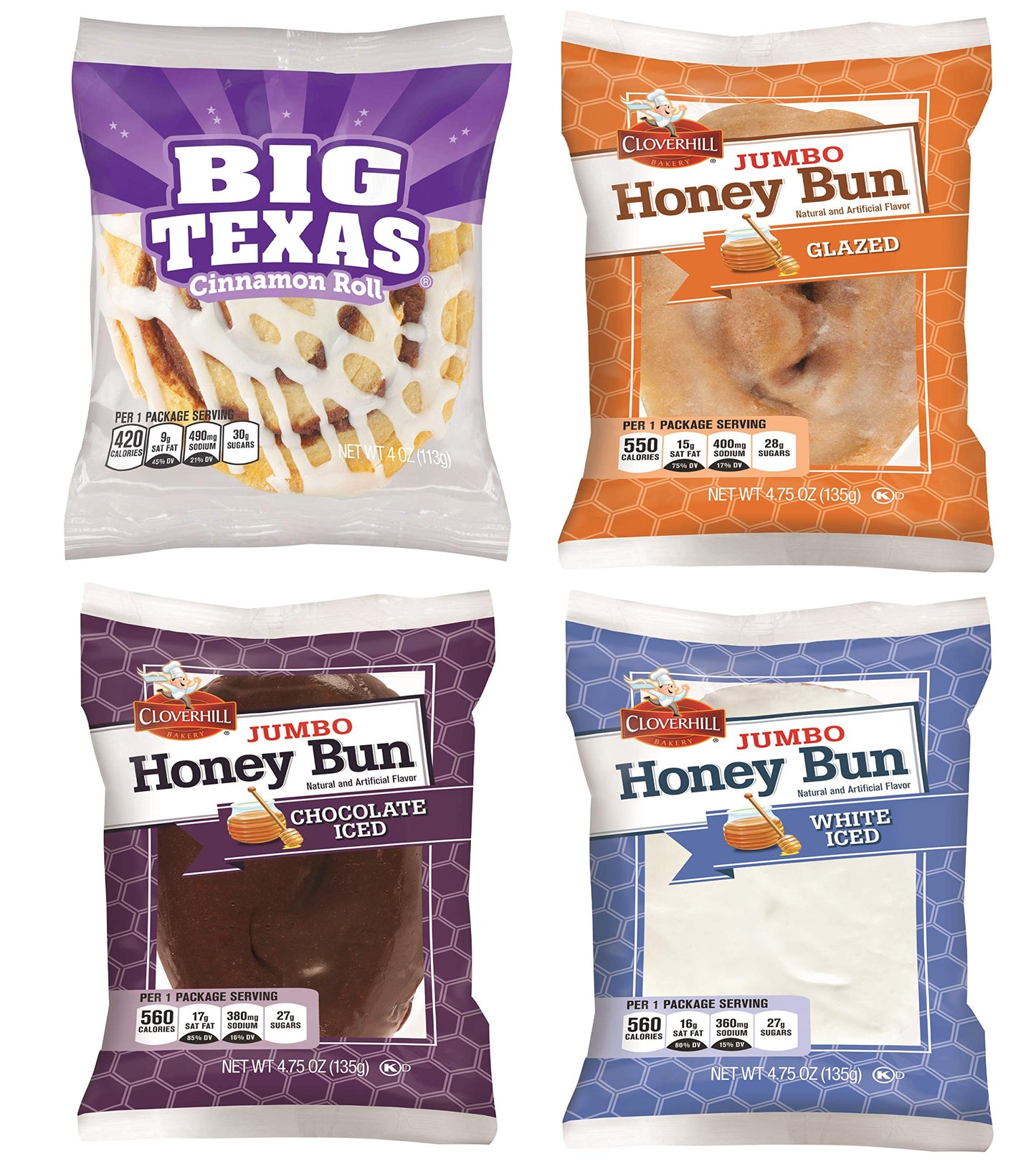 Cloverhill Jumbo Honey Bun Chocolate Iced - 4.75oz Multi Pack (12 Pack)