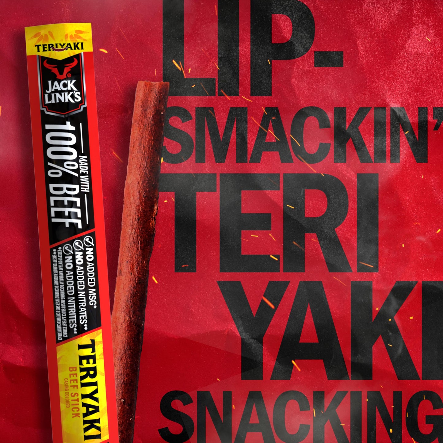 Jack Link's Beef Sticks, Teriyaki - Protein Snack, Meat Stick with 5g of Protein, Meat Snack Sticks Made with 100% Beef, Keto Friendly - 0.92 Oz. (1