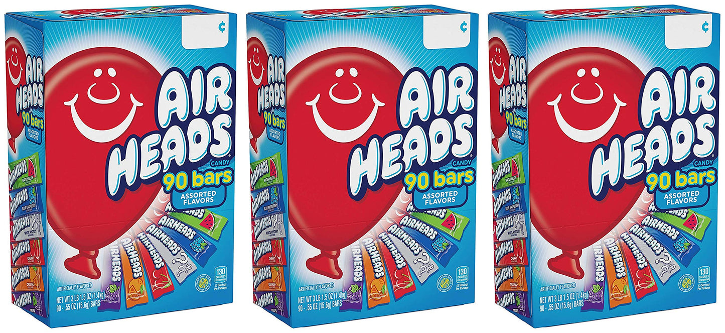 Airheads Bars, Chewy Fruit Candy, Variety Pack, 90 Count (Packaging May Vary) - 3 Pack