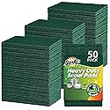 SCRUBIT Scouring Pads - Heavy Duty Scrub Pads for Cleaning Dishes - Non-Scratch - Reusable - Green (50, Green)