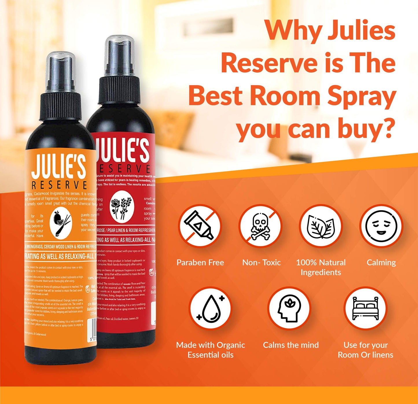 Rose Room & Linen Spray Aromatic Mist 100% Organic Flower Natural Air Freshener Home Bathroom Relax Fragrance Scent Water Body Mind