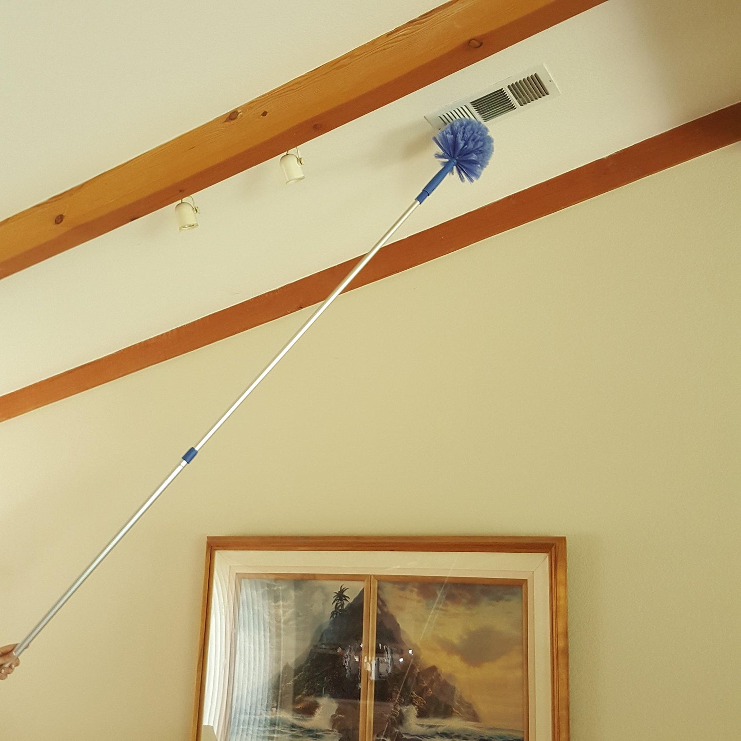 Cobweb Duster, Extendable Reach 20 feet, Ceiling Fan Duster | 3-Stage Aluminum Telescoping Pole | Medium Stiff Bristles | Long Handle Webster Duster