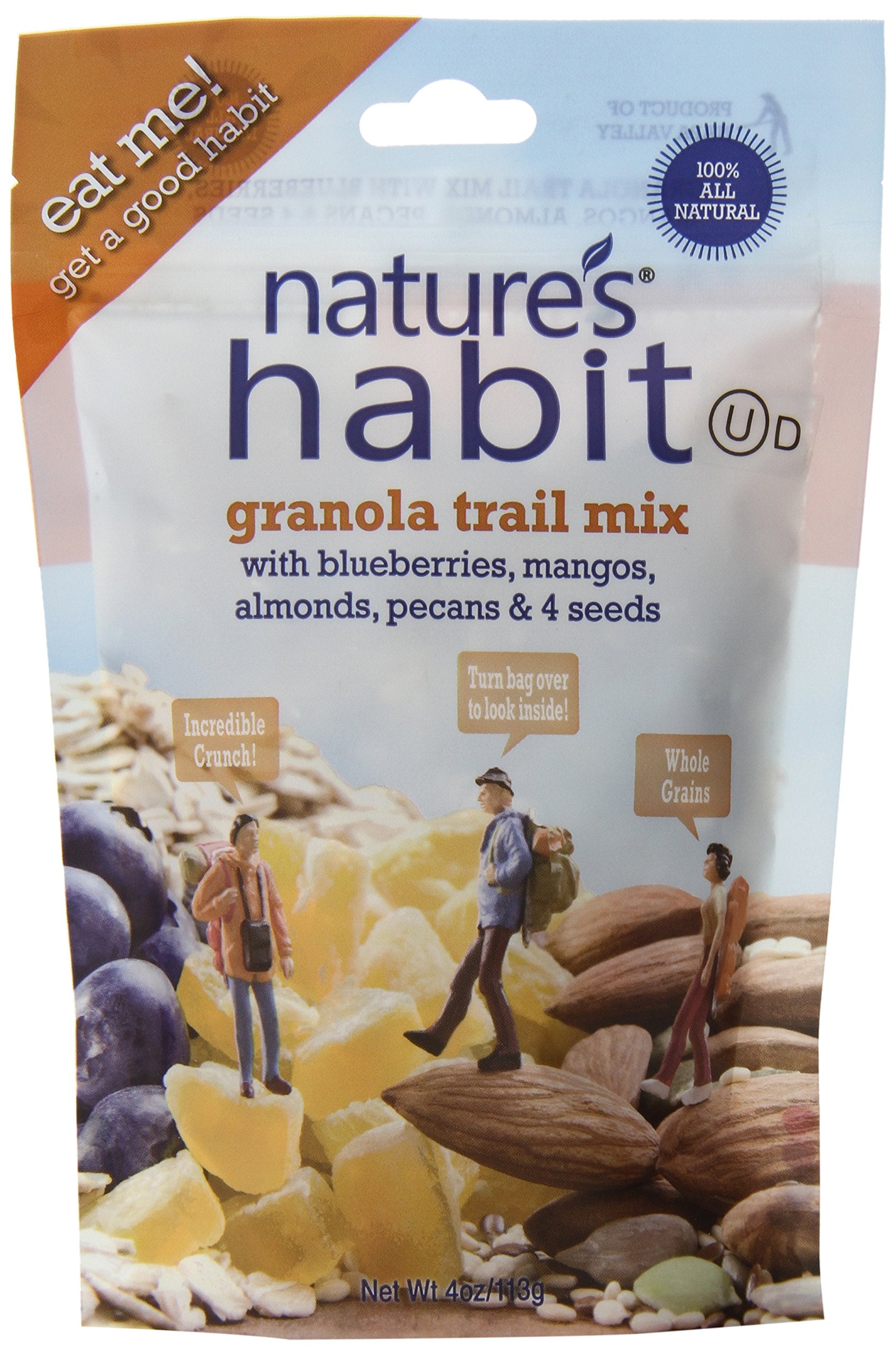 Nature's Habit Granola Trail Mix with Blueberries, Mangos, Almonds, Pecans and 4 Seeds, 4oz