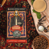 Bones Coffee Company White Russian, Cream and Cocktail Flavored Coffee, Medium Roast Low Acid Arabica Beans Compatible with Auto drip and French Press