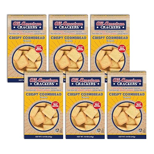 All-American Snack Crackers, Crispy Cornbread, 5 Ounce (Pack of 6), Made with Real Ingredients, Non-GMO, Kosher
