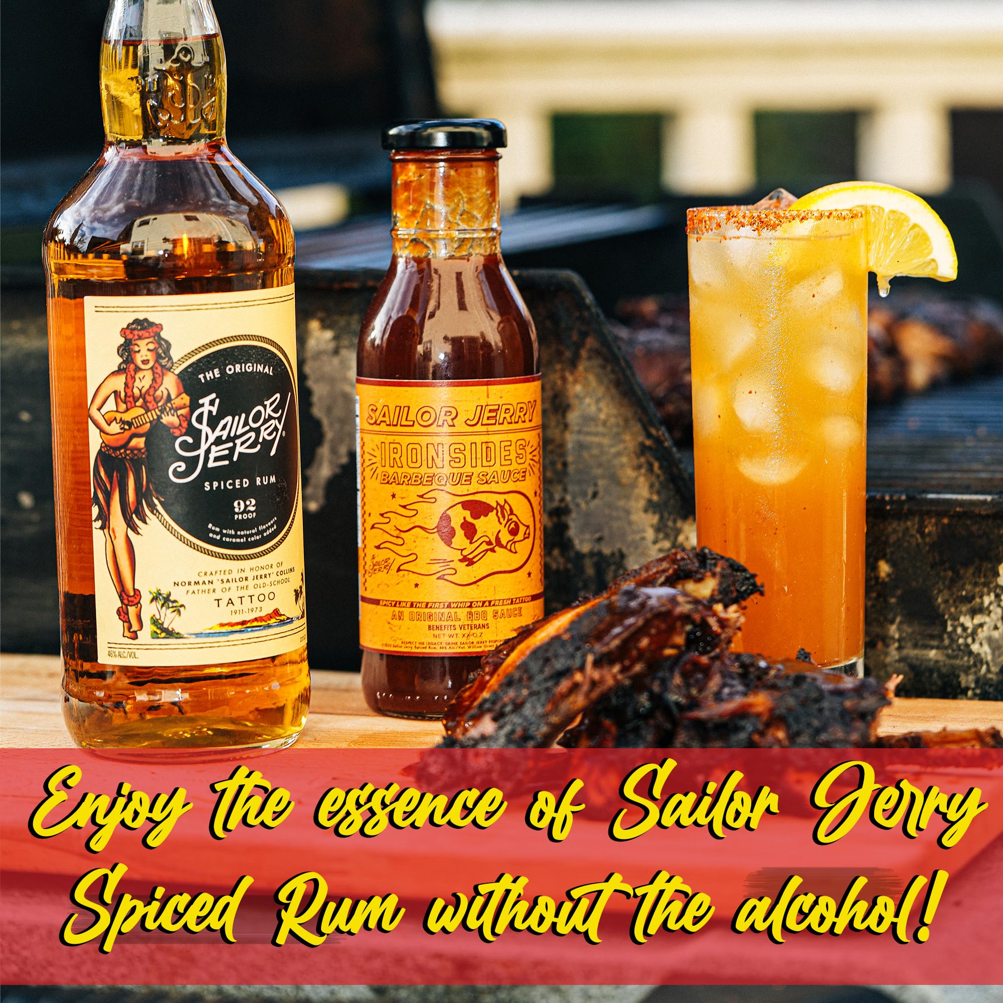Grill Your As* Off Sailor Jerry Ironsides BBQ Sauce - 12oz Versatile Barbecue Sauce for Beef, Ribs, Burgers & More - Smooth, Smoky & Bold Flavor