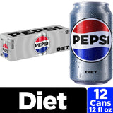Diet Pepsi Cola Soda, 12 Fl Oz Cans (Pack of 12)