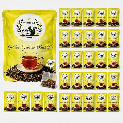YPHFPDDONT Premium Golden Eyebrow Black Tea Bags - Luxury Whole Leaf Tea, Individually Wrapped Eco-Friendly Corn Fiber Sachets, Unsmoked Sweet Honey
