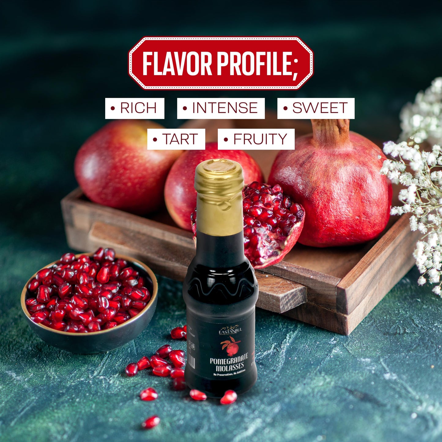 Eastanbul Pomegranate Molasses, 9.7oz, No Added Sugar, Mediterranean Pomegranate Syrup, Nar Eksisi Sweet and Sour Sauce, 100% Natural, Concentrate