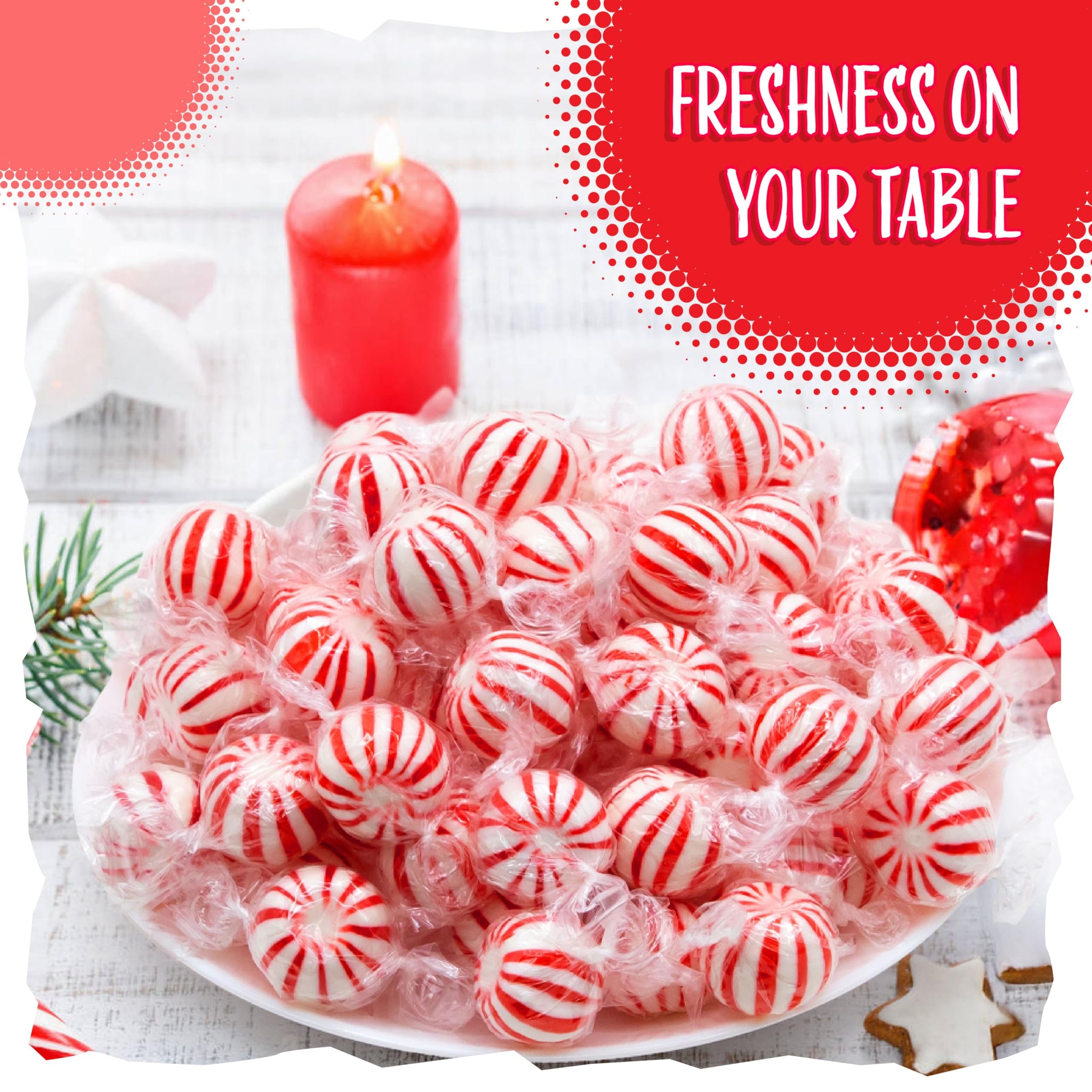 Jumbo Mint Balls 2-Pound Bag | Hard Candy with Classic Peppermint Flavor | Old Fashioned Candy for Holiday Buffets and Office Bowls | Individually