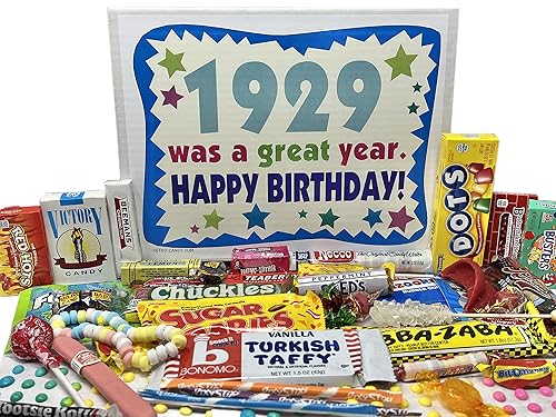RETRO CANDY YUM ~ 1929 97th Birthday Gift Box of Nostalgic Candy from Childhood for 97 Year Old Man or Woman Born 1929