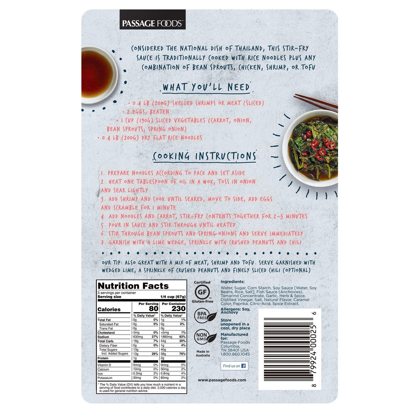 Passage Foods Passage to Thailand Pad Thai Stir-Fry Sauce Mild - 7 fl oz