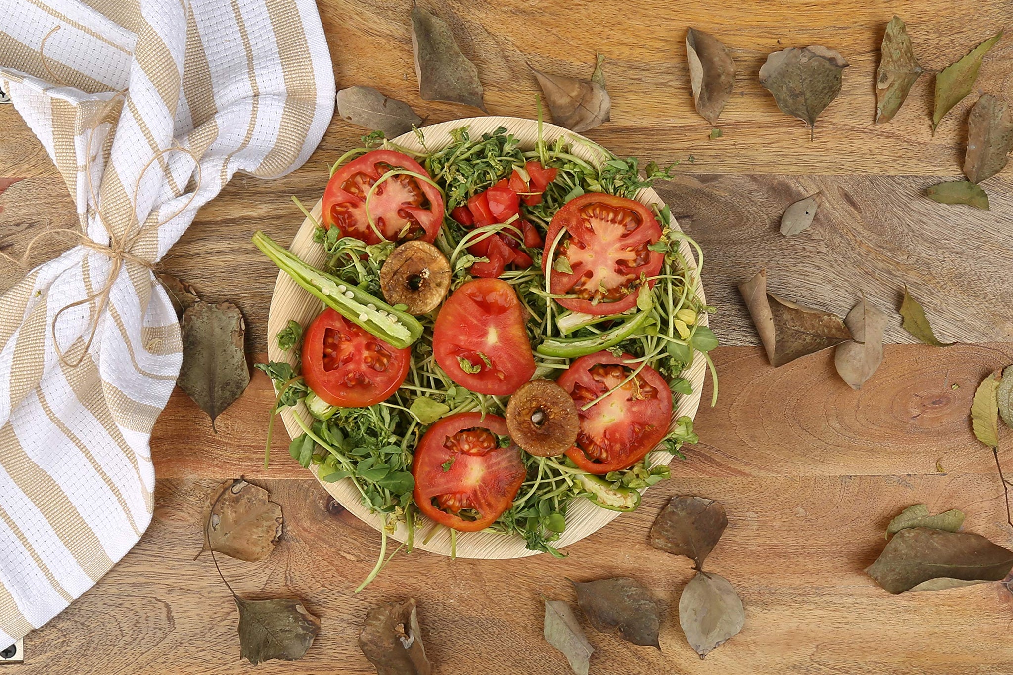 RAJRANG Biodegradable Palm Leaf Plates 8 Inch Round | Eco Friendly Disposable Dinnerware for Weddings, Events, Parties, BBQs | Compostable and Durable