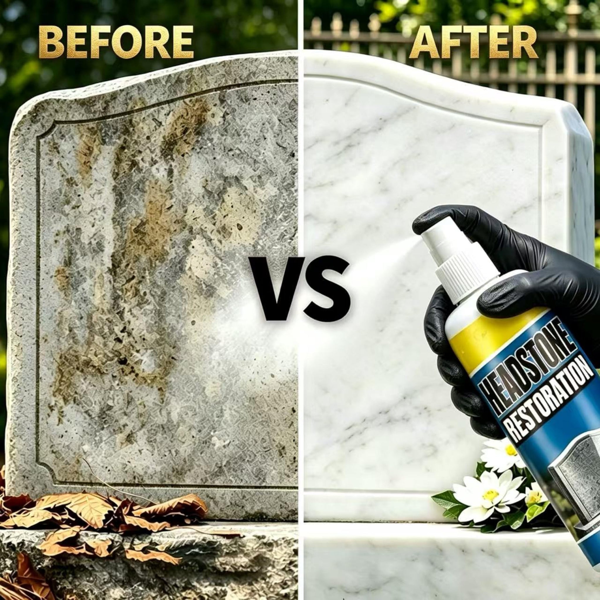 Headstone Restoration and Cleaning Spray, 2026 Upgrade Headstone Restoration & Cleaning Spray Restoring and Protecting, Gentle Stone Care Formula