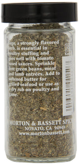 Morton & Bassett Sage, 0.4 oz - Non-GMO, Salt-Free, Aromatic Herb for Stuffing, Roasts & Holiday Dishes