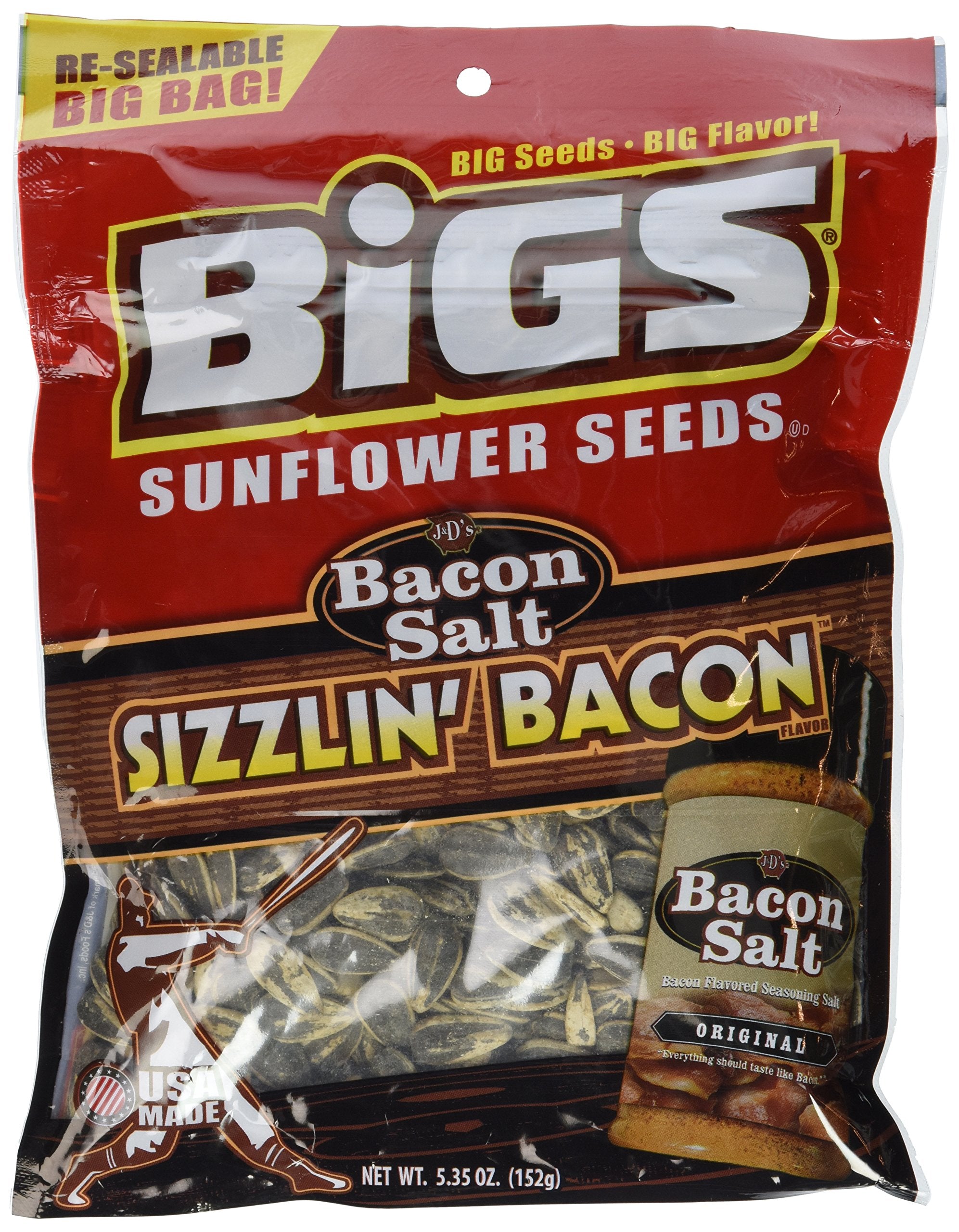 BIGS Bacon Salt Sizzlin' Bacon Sunflower Seeds, 5.35-Ounce Bag