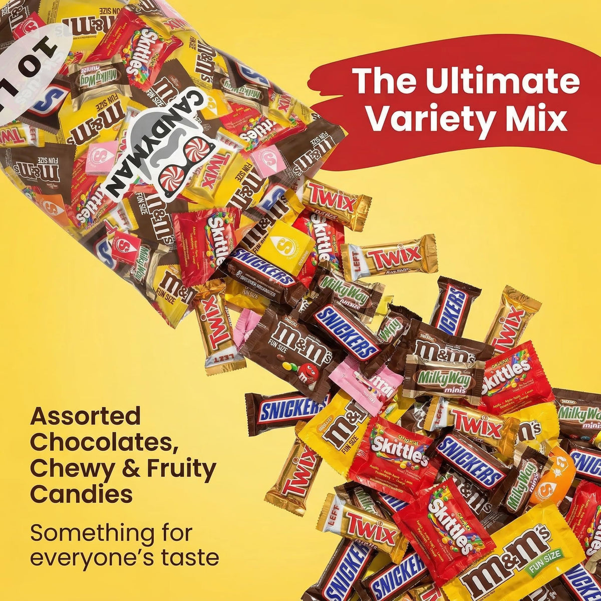 CANDYMAN Candy Variety Pack, Bulk Candy, 10 lb, Individually Wrapped