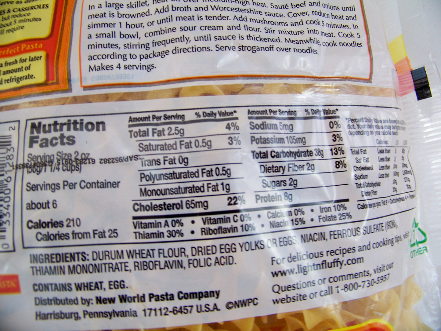 Egg Noodles Light 'n Fluffy Wide Enriched Pasta 12 oz ea. (3 Pack)