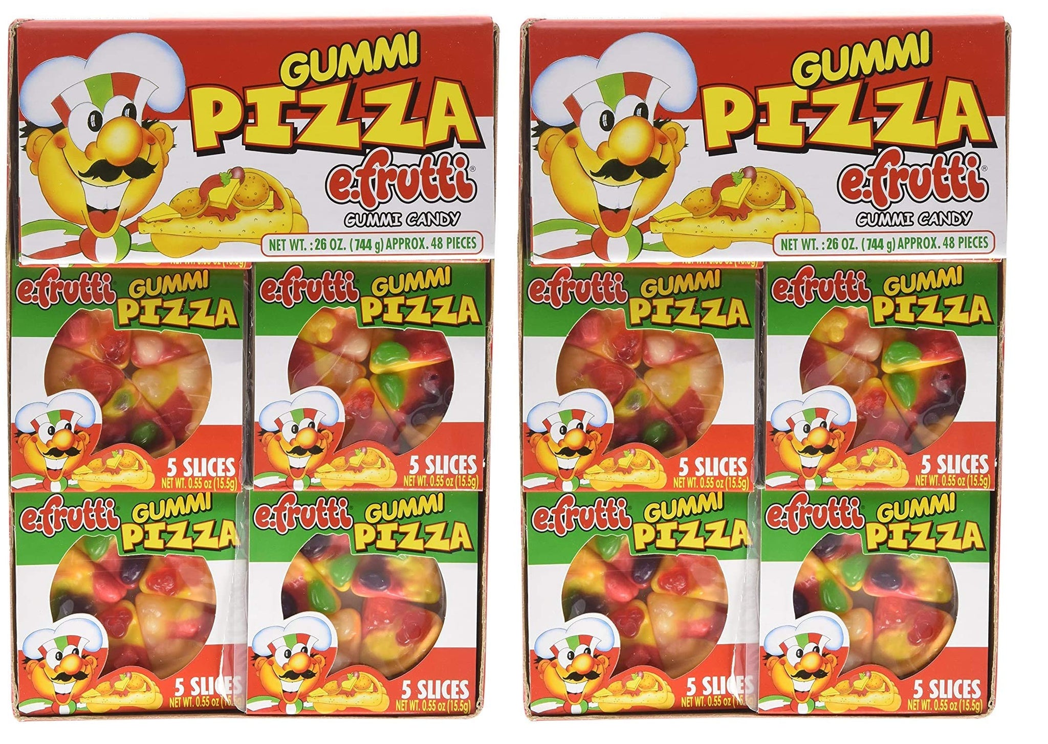 E.Frutti Gummi Pizza by E-Fruitti 48 Count (Net Wt. 26oz) Two Pack, 0.55 Ounce (Pack of 48)Two Pack