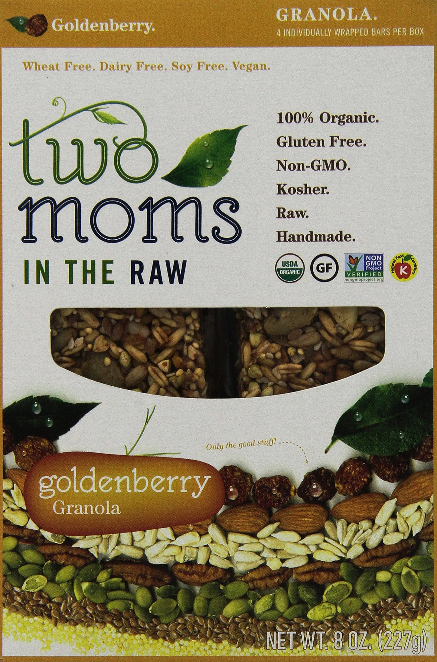 Two Moms in the Raw Gluten Free Granola Bars, Goldenberry 8 oz.