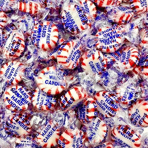 Sugar Free Peppermint Starlight Candy - 1 Pound Bulk Bag (Approx 90 Count) - Individually Wrapped - Valentines Day Peppermint Mints- Keto & Diabetic
