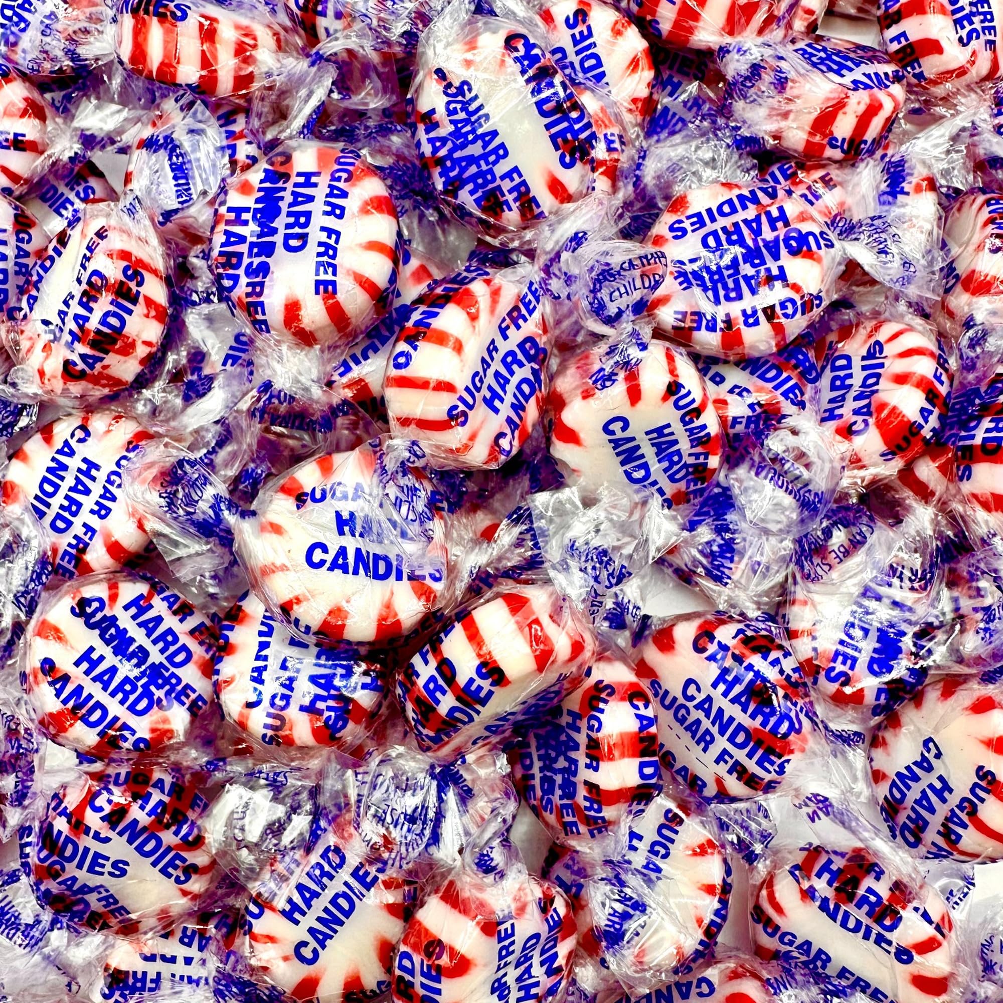 Sugar Free Peppermint Starlight Candy - 1 Pound Bulk Bag (Approx 90 Count) - Individually Wrapped - Valentines Day Peppermint Mints- Keto & Diabetic