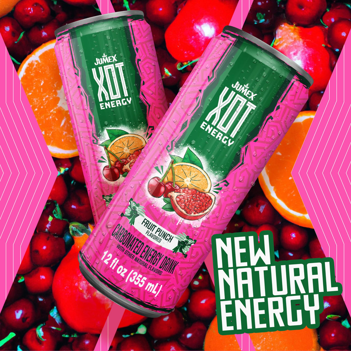 Jumex XOT Fruit Punch Energy Drink with B Vitamins - 12 oz, 12 Pack