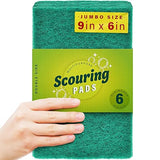 DecorRack 6 X-Large Scouring Pads 9" x 6" Extra Large Dish Pad for Heavy Duty Cleaning, 100% Bigger Than Standard Size (6 Pack)