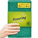 DecorRack 6 X-Large Scouring Pads 9" x 6" Extra Large Dish Pad for Heavy Duty Cleaning, 100% Bigger Than Standard Size (6 Pack)