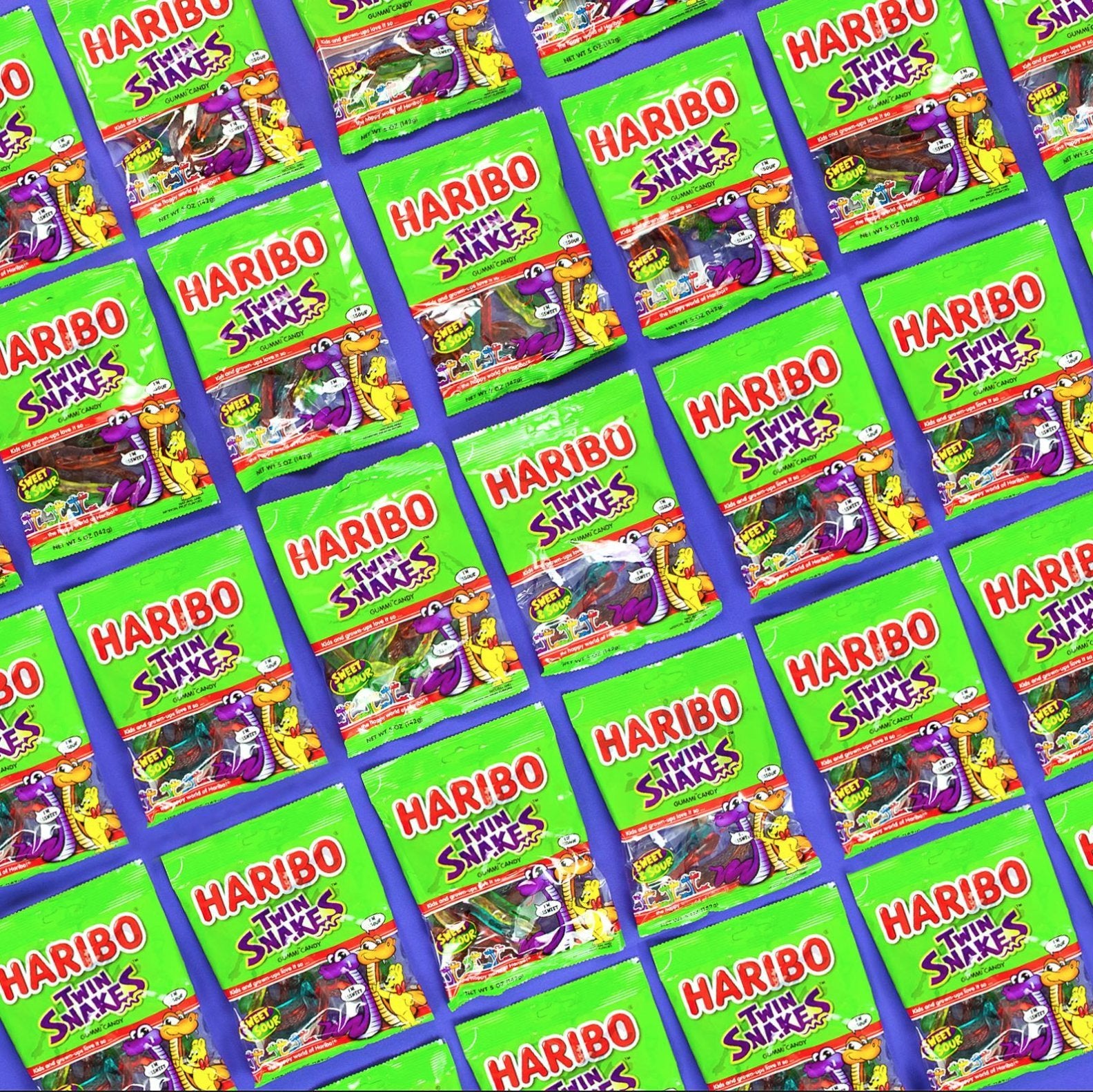 Haribo of America Twin Snakes Gummi Candy, Assorted Sweet and Sour Flavors, 5 Ounce