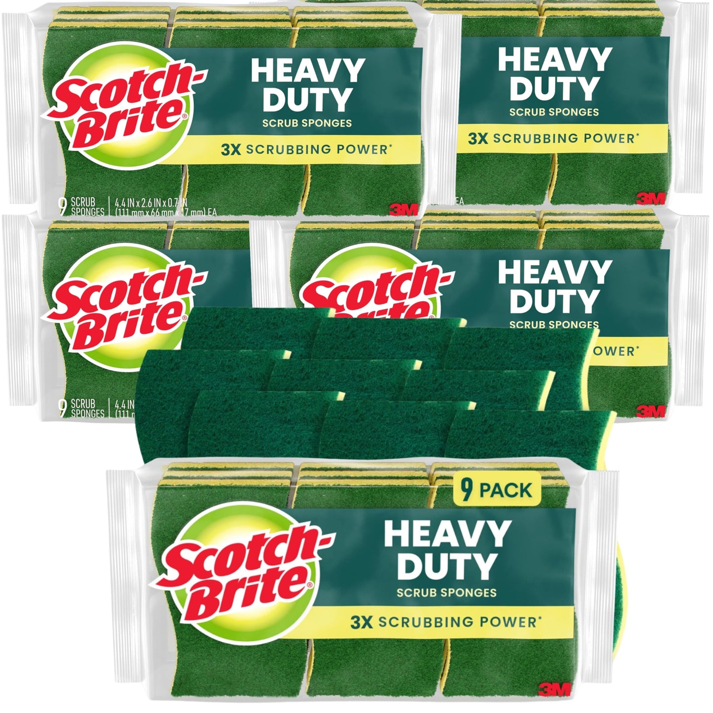 Scotch-Brite Heavy Duty Scrub Sponge, 45 Kitchen Sponges Designed for Tough Messes in The Kitchen That Last 3X Longer*, Best for Cast Iron Skillets