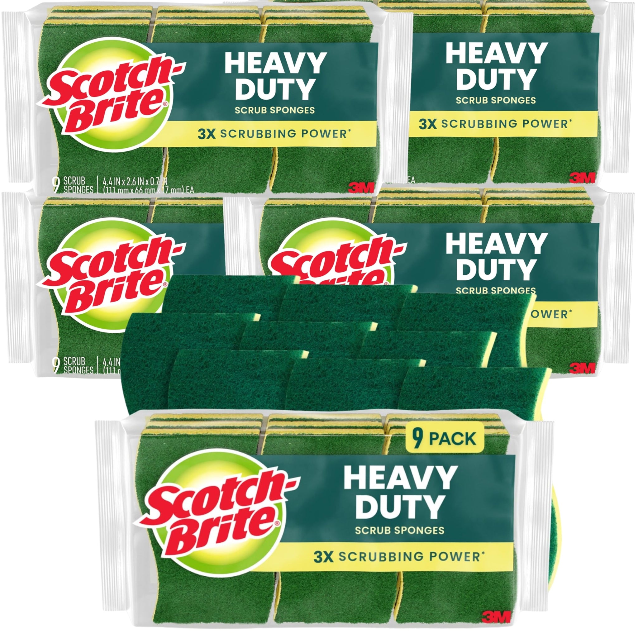 Scotch-Brite Heavy Duty Scrub Sponge, 45 Kitchen Sponges Designed for Tough Messes in The Kitchen That Last 3X Longer*, Best for Cast Iron Skillets