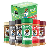 Dan-O's 6 Bottle Seasoning Set, Small Bottles, 6 Pack, Includes Original, Spicy, Chipotle, Crunchy, Cheesoning and Preem-O Seasonings, Sugar Free