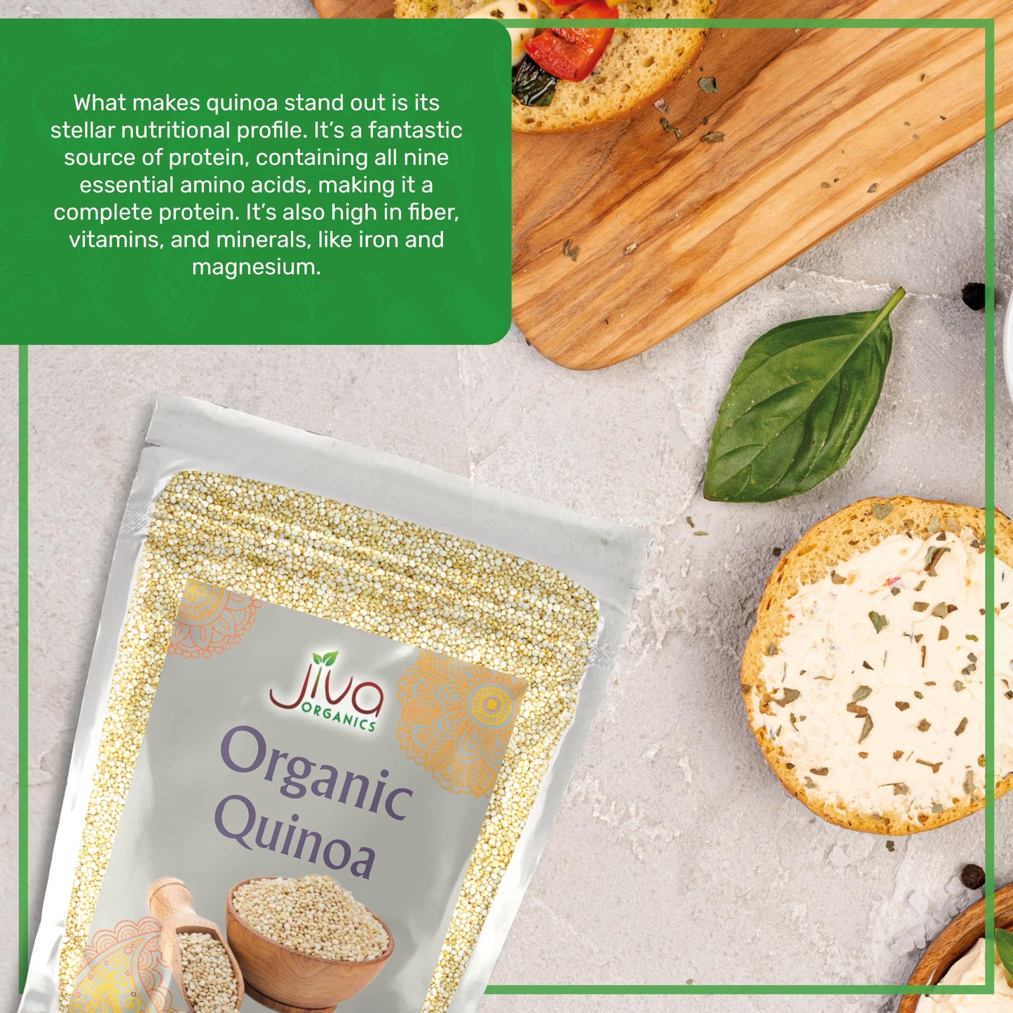 Jiva Organic White Whole Grain Quinoa 2 Pound Vacuum Sealed Bag - Ready to cook, Grown in India