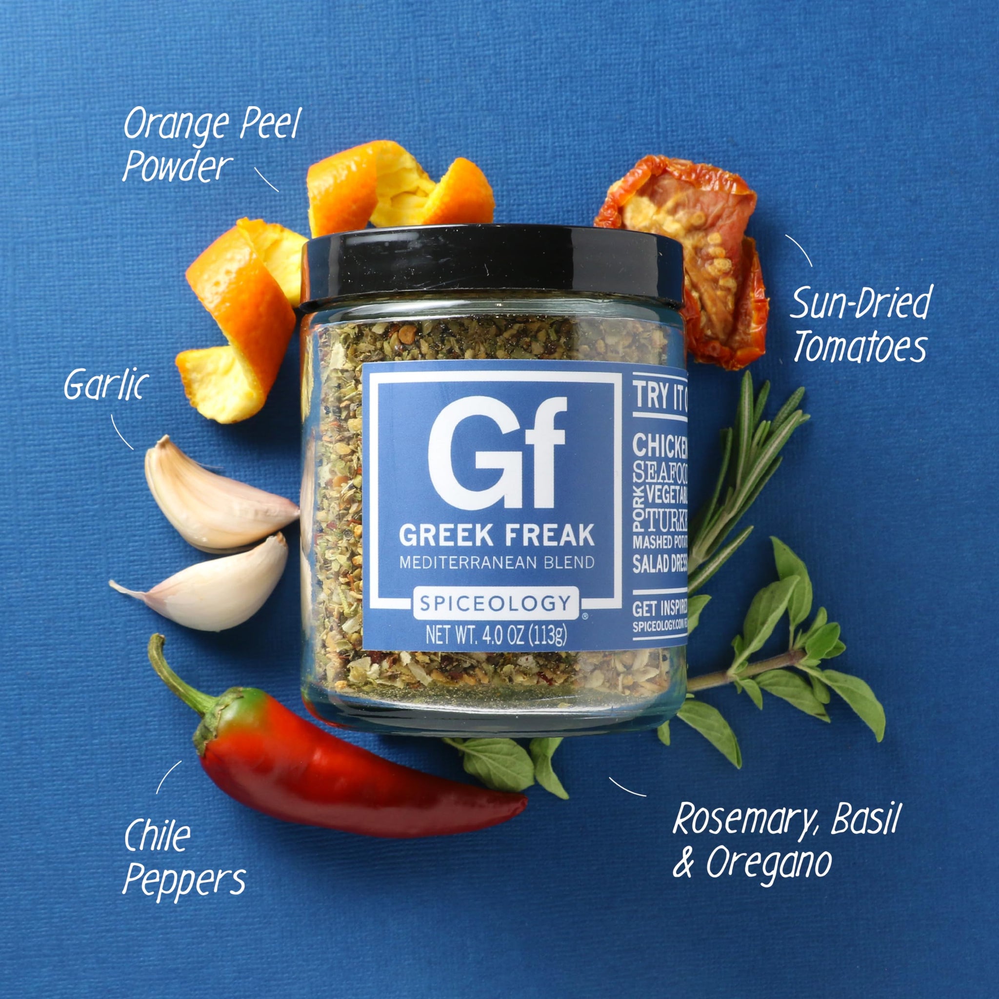 Spiceology - Greek Freak Mediterranean Seasoning - Greek Herbs & Spices for Chicken, Potatoes, Salad, Gyros, Pasta & Pizza, 4 oz