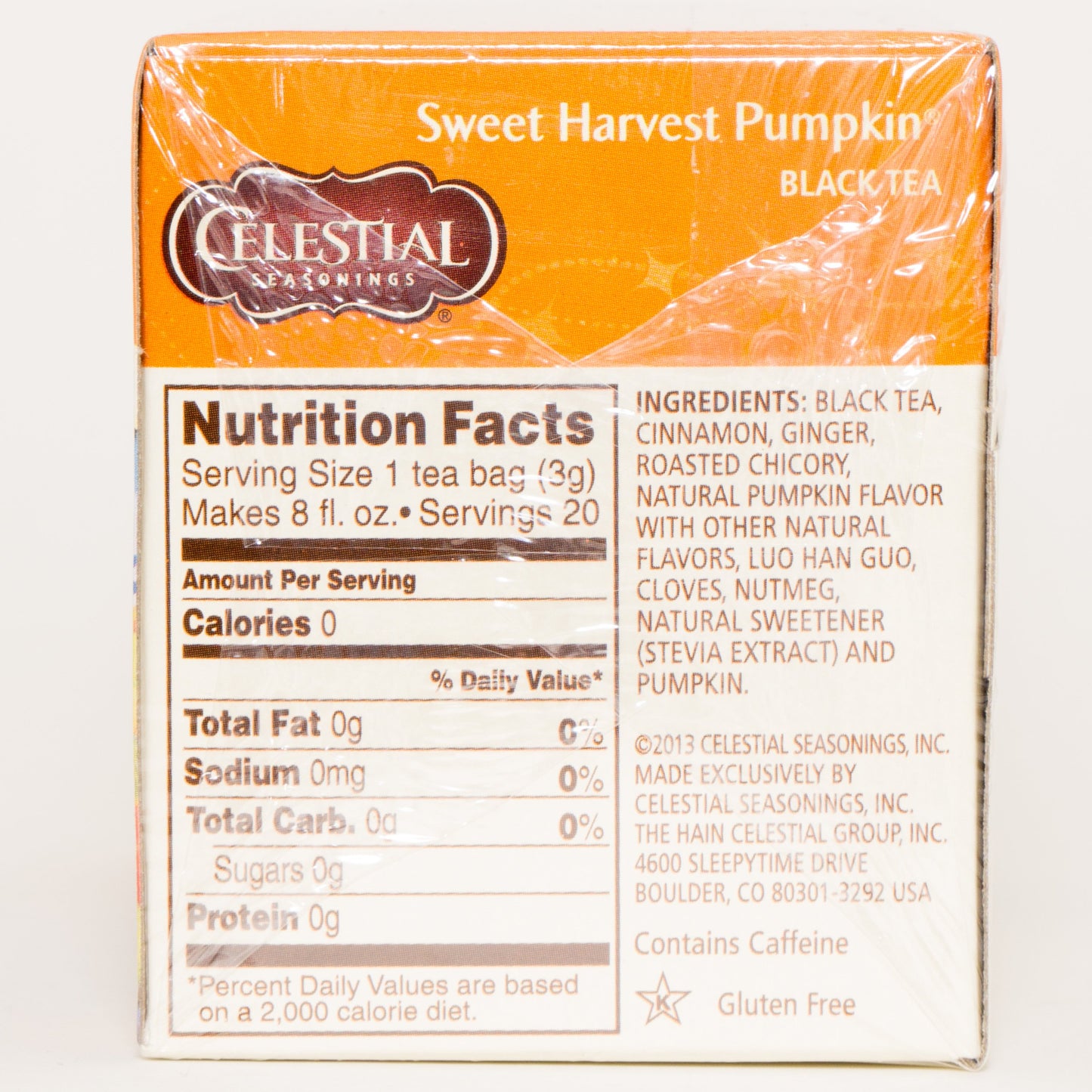 Celestial Seasonings Black Tea,Sweet Harvest Pumpkin, 20 Bags (Pack of 6)