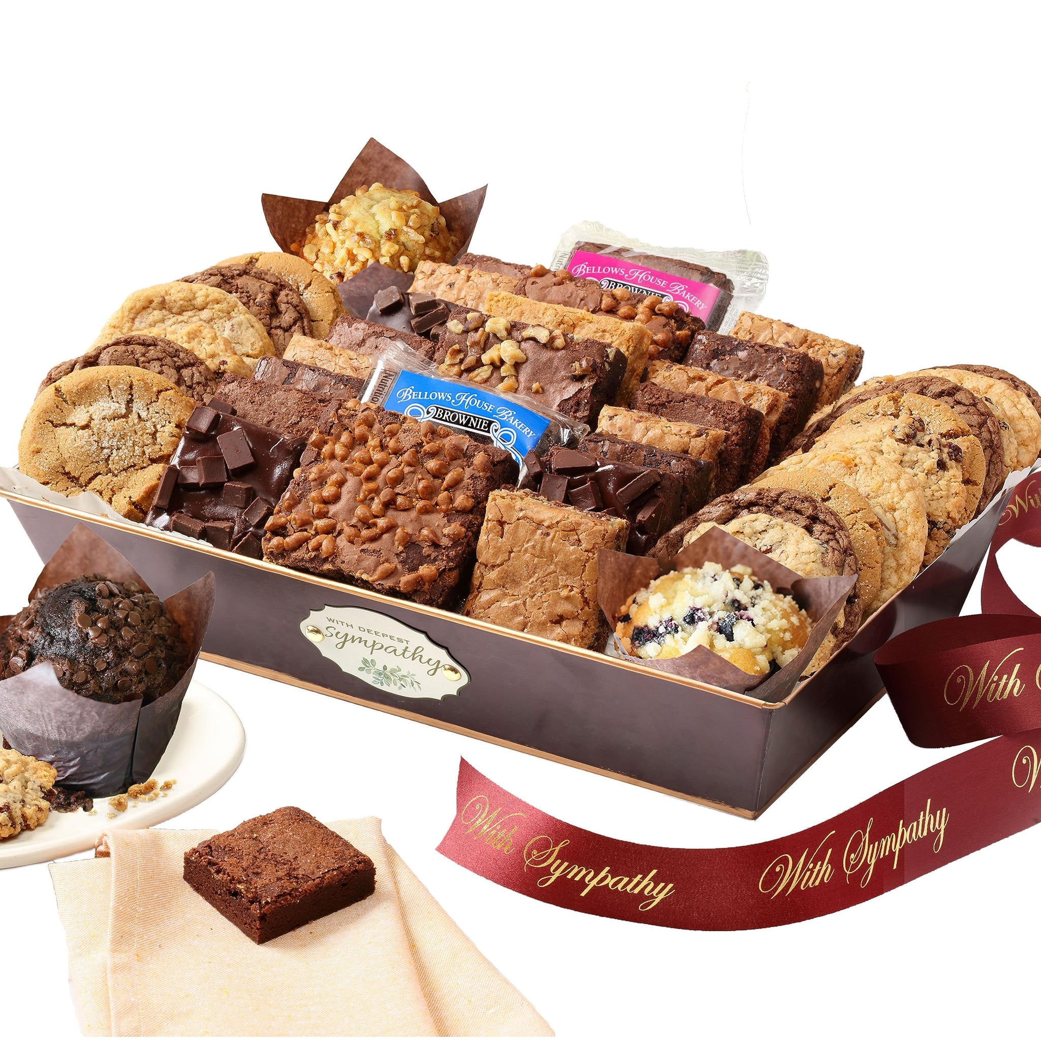 Broadway Basketeers Sympathy Gift Basket - Premium Gourmet Cookies, Sweets & Savory Snack Assortment - Condolence & Bereavement Gift Basket