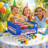 Lalees Bulk Gumballs - No Artificial Dyes - Pack of 30 Tubes - Rainbow Gum Balls Tubes - Tutti Frutti Flavored - Bulk Chewing Candy for Sporting