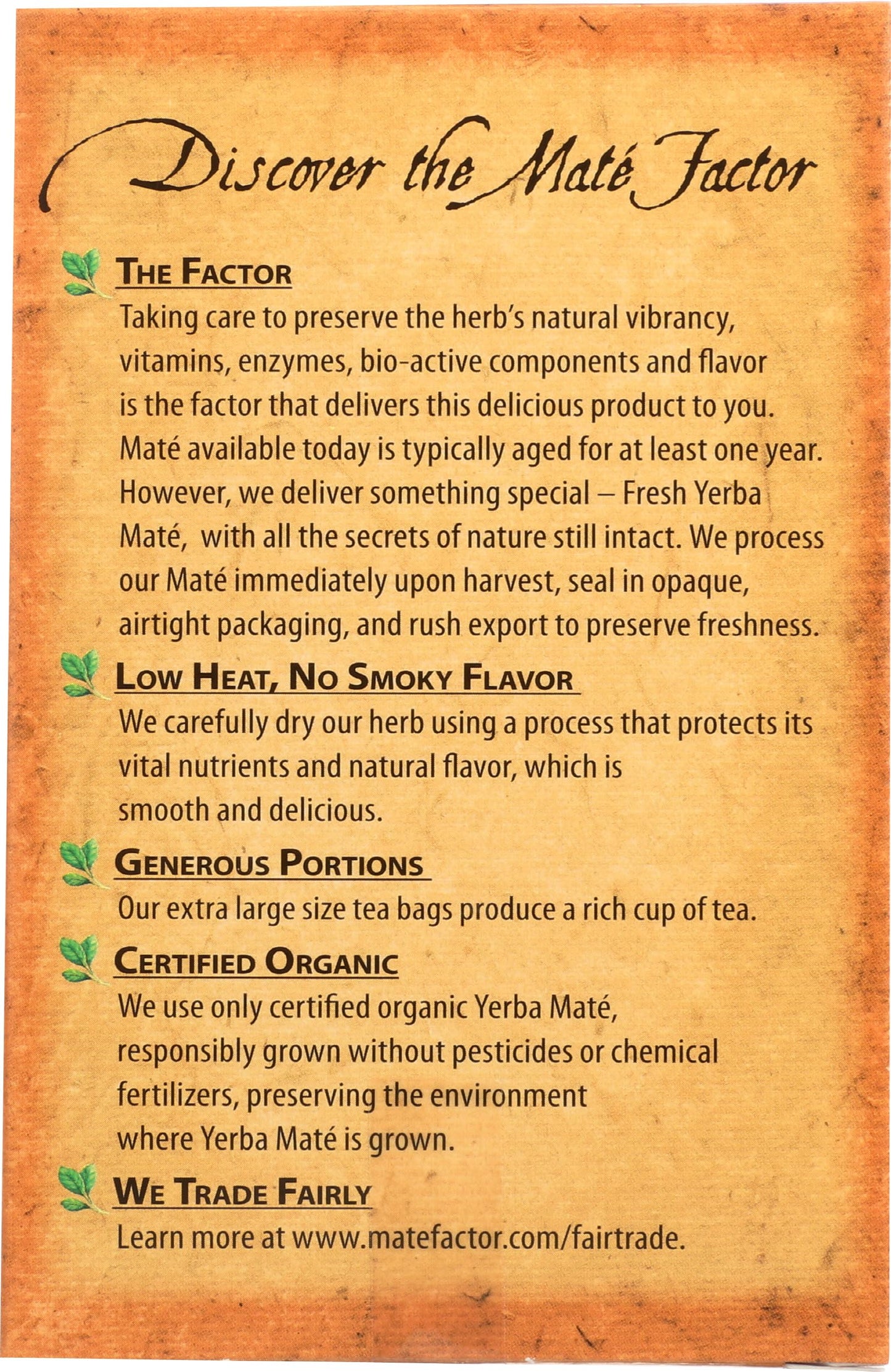 THE MATE FACTOR Organic Chai Yerba Mate Teabags, 20 CT